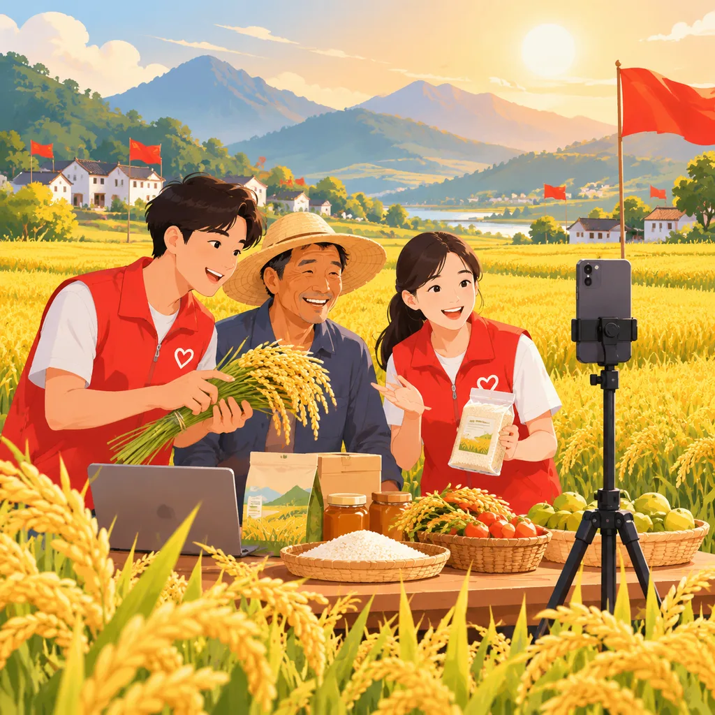 青年红色筑梦之旅：学生在田间助农直播